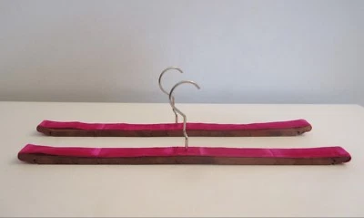 Antque Unusual Roll-up Wooden Pocket Clothes Hanger X2 Parsons Oakley & Bonn Me. - Image 1 of 4