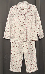 Womens Carole Hochman Poly Cotton Satin Pajamas 2 piece cardinals Size Small - Picture 1 of 6