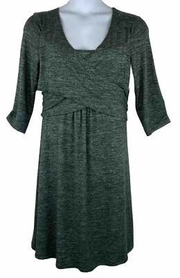 Gap Maternity Dress Surplice Wrap Tie Bodice Heather Green Stretch Knit Size L - Image 1 of 4