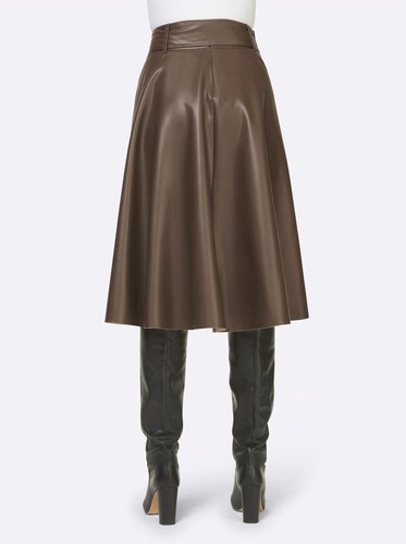 BROOKS Gonna da donna in similpelle di design Ashley Brooke con cintura cioccolato