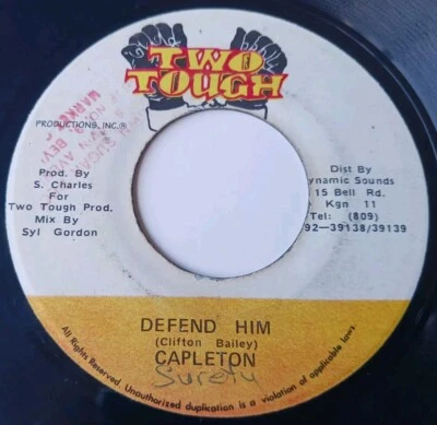 Capleton - Defend Him Vinyl 45 - Two Tough - Jamaica  - Image 1 of 4