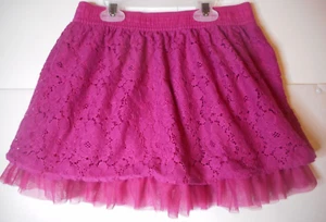 Girl's Faded Glory Dressy Skirt Size L/G 10-12 Pink Burgundy Lace Tulle Accent - Picture 1 of 13