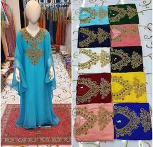 New Kaftan Ramzan Eid Blue Kids Long Gown Georgette Stylish Moroccan Wedding - Picture 1 of 3