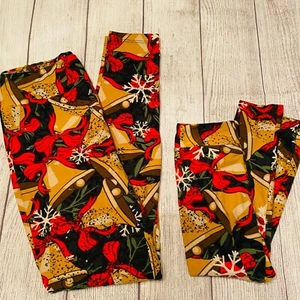 LuLaroe Mommy & Me Matching Christmas Bells Leggings (One Size Adult/Small Kids) - Picture 1 of 3