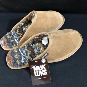 MUK LUKS Men's Dave Printed Berber Suede Scuff-Brown Slipper V - Picture 1 of 5