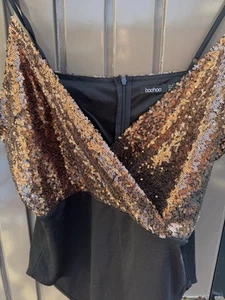 Boohoo Sequinned Bodysuit Size 16 - Picture 1 of 4
