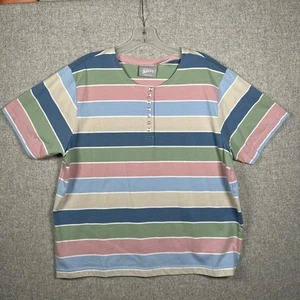 Vintage Blair Plus Large T-Shirt Womens Striped Short Sleeve Colorful Cotton - Picture 1 of 11