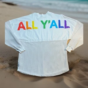 All Y'all Spirit Jersey Rainbow Pride Month Fischnetz T-Shirt Medium weiß - Bild 1 von 8