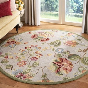 3' Round Sage Wool Rug Hand-Hooked Chelsea French Country High Traffic HK331C - Picture 1 of 4