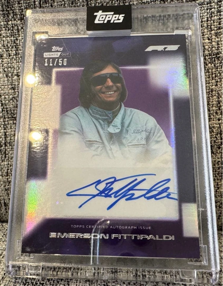 Topps F1 75th Anniversary Emerson Fittipaldi Auto Lights Out Signed Card - Image 1 of 1