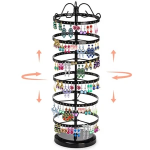 6 Tiers Rotating Earring Holder Organizer, 264 Holes Metal Pierced Earring Di... - Picture 1 of 8