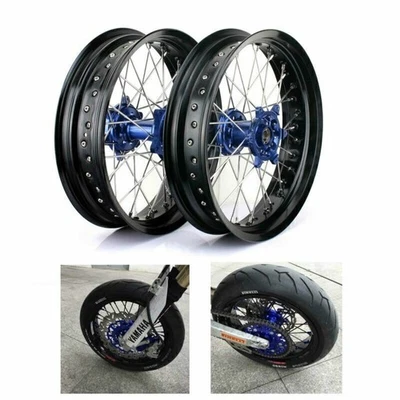 For Yamaha Supermoto 17"x3.5"/4.25" Wheels Set YZ250F YZ450F 2009 2010 11 12 13 - Image 1 of 4