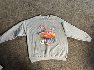 Vtg Disney Parks Cars Land Pixar Lightning McQueen Sweatshirt XXL Gray Rare Y2K - Picture 1 of 5