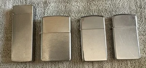 Vintage 4 Pcs Used Lighters Blue Shield Japan Scripto Japan 2 Zippos Untested - Picture 1 of 24