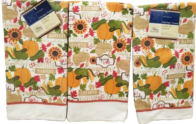 3 mismas toallas de cocina de microfibra (15"x25") OTOÑO, COSECHA, CALABAZAS, GIRASOLES, GR Foto 1 de 4