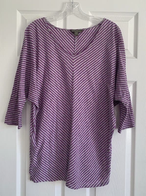 Túnica Chevron Tommy Bahama Top Feminina M Roxa Cinza Manga Raglan Praia 3/4 - Imagem 1 de 4