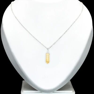 Originale Citrino Matita Punto Ciondolo 925 Catenina Argento Sterling Collana - Immagine 1 di 4