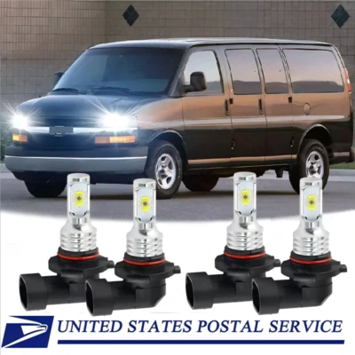 Combo LED Headlight Bulbs for Chevy Express 2500 3500 1996-2020 High Low Beam AA - Image 1 of 4