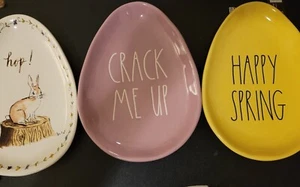 Rae Dunn Pastel Spring Easter Egg Serving Plates Platters Lot Set Of 3 - Picture 1 of 5