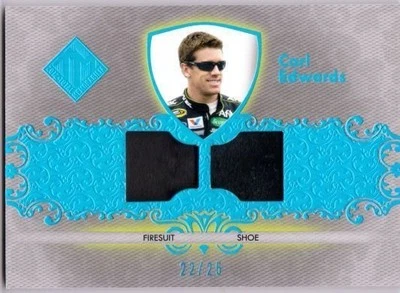 CARL EDWARDS 2012 Total Memorabilia Dual Swatch Holofoil 2/25 Race Firesuit Shoe - Image 1 of 2