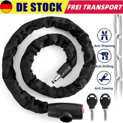 DAZONE Fahrradschloss mit 2 Schlüssel 120cm Motoradschloss Panzerschloss Kettenschloss
