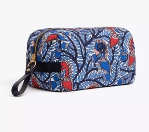 Tory Burch Printed Nylon Medium Cosmetic Case Blue Something Wild Toucan Print  - Picture 1 of 12