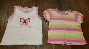 Girls Lot Of 2 Summer Shirts Tank Top Butterfly Design Size 3T - Picture 1 of 5