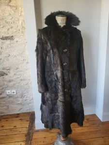 Manteau long en fourrure T.42 VINTAGE 70 Long brown fur coat sz L - Imagen 1 de 14