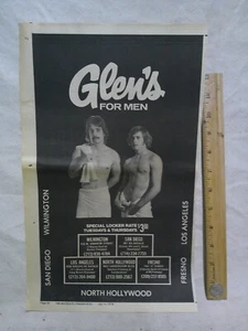 1976 AD GLEN'S GAY BATH HOUSE Fresno N. Hollywood Wilmington vintage old MALE x - Picture 1 of 2