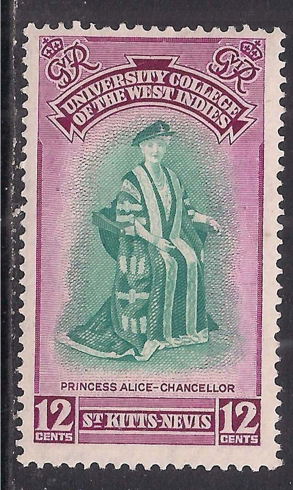 St Kitts & Nevis 1951 KGV1 12ct BWI University College MM SG 93 ( G1170 ) - Image 1 of 1