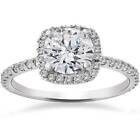 Certified 2 1/2Ct Cushion Halo Lab Grown Diamond Engagement Ring Gold (G/VS-SI1)