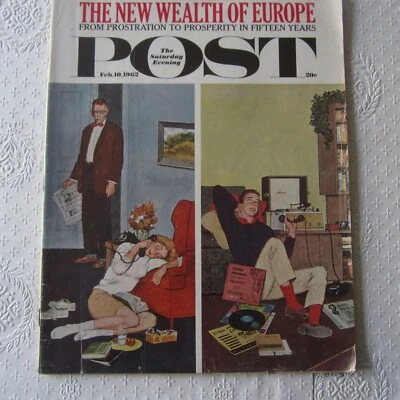 1962 February 10 The Saturday Evening Post Vintage Magazine Amos Sewell VGC Ads - Image 1 of 2