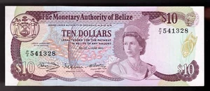 1980 Belize $10 dollars Pic# 40 QEII AU (CRISP) - Picture 1 of 2