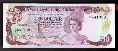 1980 Belize $10 dollars  Pic# 40  QEII  AU (CRISP) - Image 1 of 2