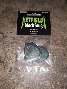 Dunlop Guitar Picks  6 Pack  James Hetfield (Metallica)  Black Fang 1.14mm - Picture 1 of 2