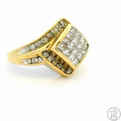 Vintage 10k Yellow Gold Ring with 1.20 ctw Diamonds Size 5 Estate - Image 1 of 4