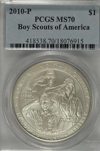 2010 P Boy Scouts of America Commemorative Silver Dollar PCGS MS70 - Picture 1 of 3