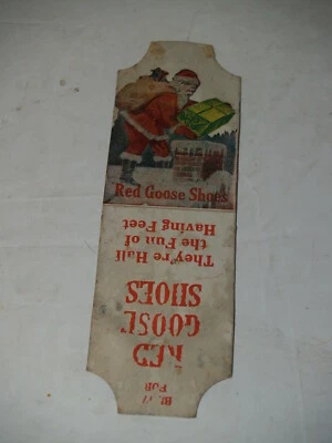 Zapatos de ganso rojo originales vintage para hacer ruido de cartón con Santa pat'd 1917 Foto 1 de 4