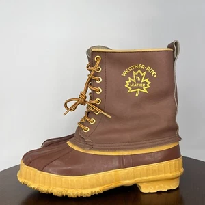 Weather-Rite Steel Shank Men's Boot 8 Brown Yellow Casual Lace-Up Ankle No Lined - Picture 1 of 20