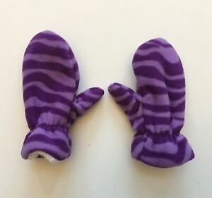 BABY GAP Purple Zebra Stripe Fleece Mittens Gloves Sz S/M 2-3 years NEW