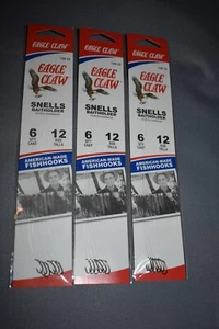18 Eagle Claw Baitholder Snelled Hooks 139 Bronze Size 12 (3 Packs) - Picture 1 of 2