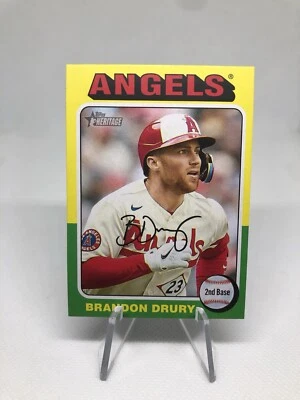 2024 Topps Heritage Mini Low Number Short Print Brandon Drury #20 Angels Card - Image 1 of 2