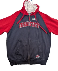 Fresno State Bulldogs Football Hoodie Men Large Red Navy Full Zip Embroider - Picture 1 of 9