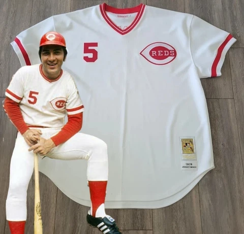1975 VINTAGE AUTHENTIC JOHNNY BENCH REDS JERSEY 60 4XL MITCHELL NESS WHITE Cover