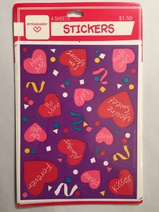 Hallmark Ambassador 1992 Conversation Hearts Stickers 4 Sheets NIP USA - Picture 1 of 2