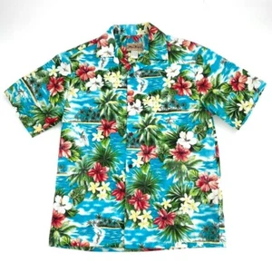 Blue Hawaii Vintage Hawaiian Shirt Mens Size Med Aloha Surf Hibiscus Multicolor - Picture 1 of 10