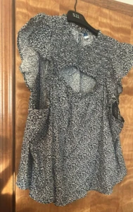 Old Navy Blouse Women's 4XL Ditsy Floral Smocked Short Sleeve - Picture 1 of 4