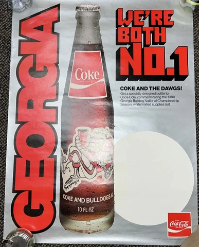 Georgia Bulldogs 1980 National Champions Coca-Cola/Jack Davis Poster Ad Display Cover