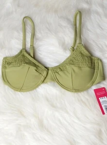 Xhilaration Small 0/2 Bikini Top Safari Green Smocked Underwire Adjustable New - Picture 1 of 8