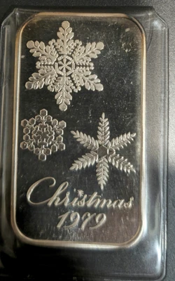 MADISON 1979 como nuevo copos de nieve de Navidad barra de arte de plata de colección .999 1 oz Foto 1 de 3